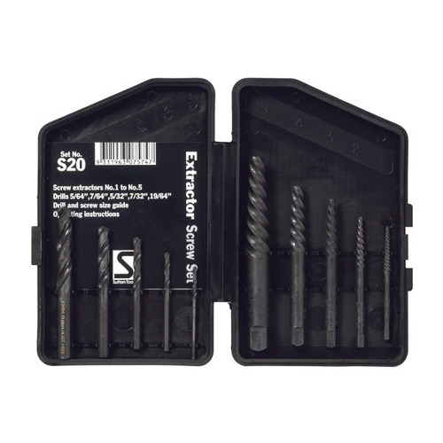 set NO.1-5 SCREW EXTRACTORS&DRILL COMB.-SUTTON